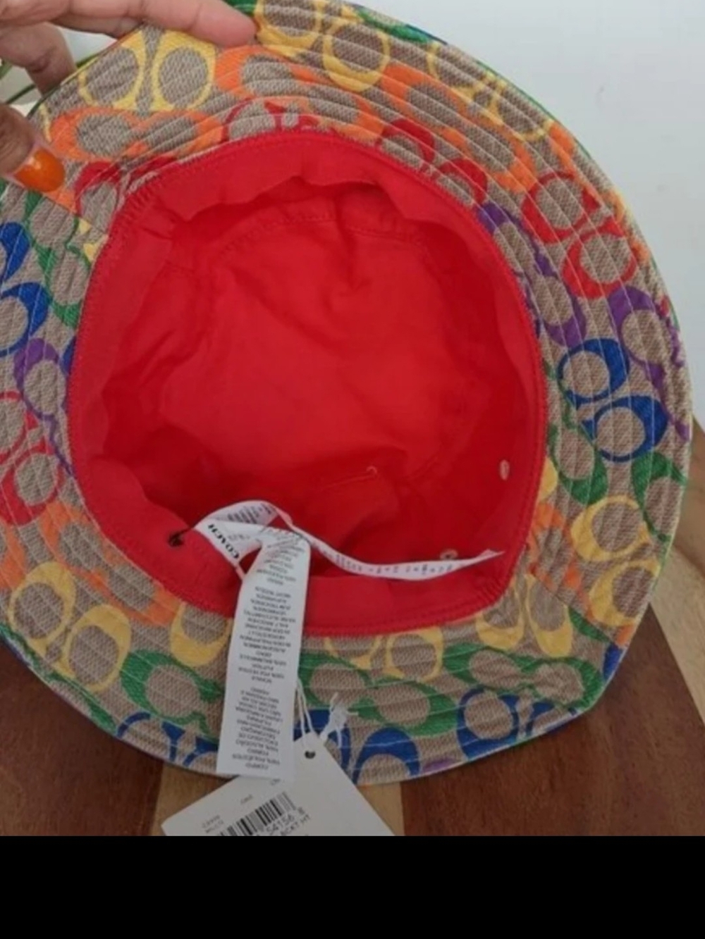 Coach Multicolor Signature Print Bucket Hat - Rainbow Logo - Picture 5 of 5